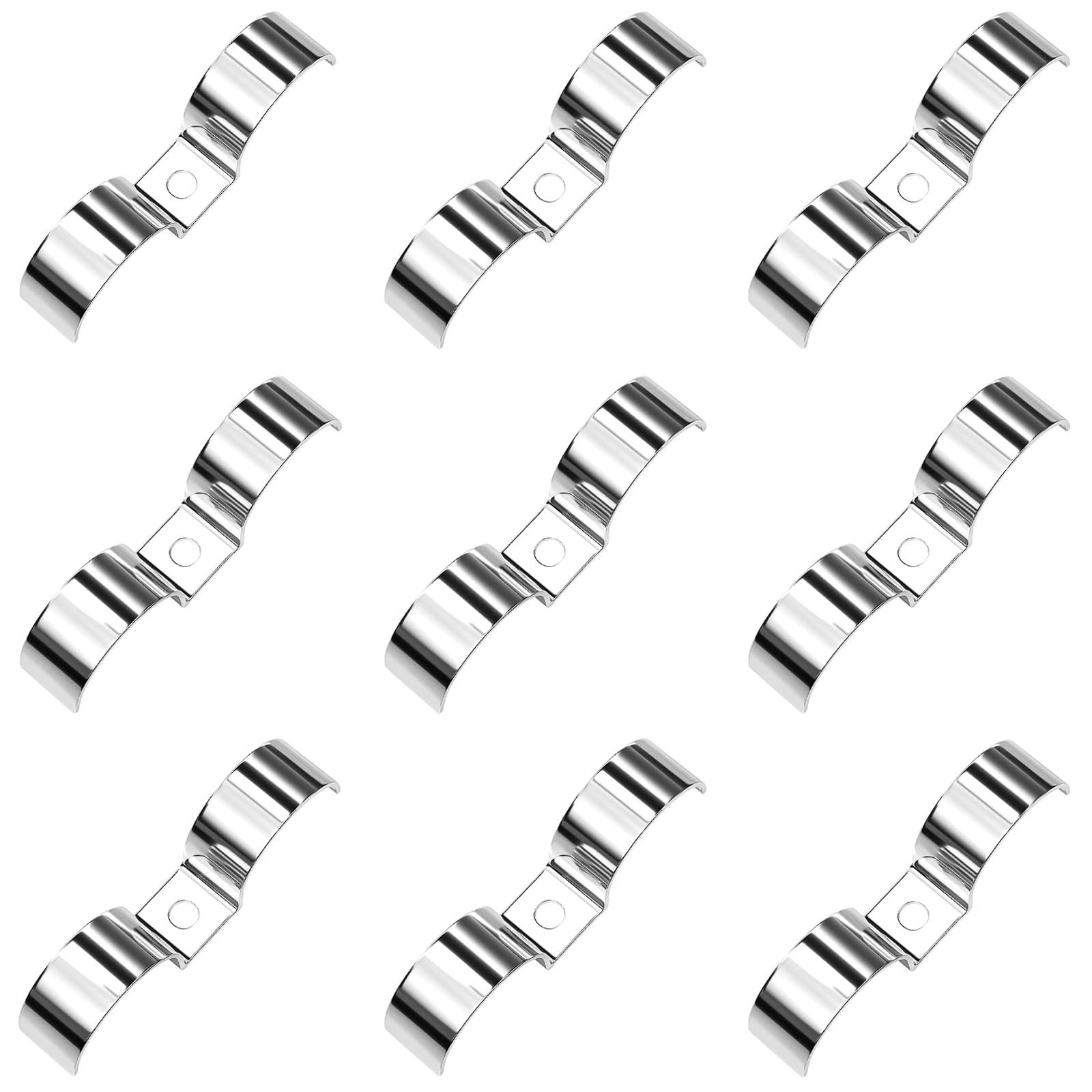Esmen Uae One Color 9-Pack Thickened 304 Stainless Steel Pipe Clamps, Single-Hole Saddle Clamps Double Pipe Clips For Instrument And Water Pipes Tube Fittings(Φ22mm)