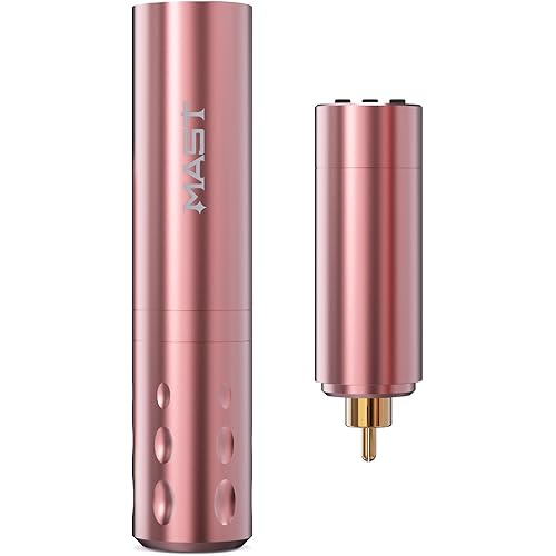 Mast Tour Fly Tattoo Gun Pen Wireless Machine Rotary Mcore-A Motor Thin Grip Rca Jack Digital Battery Power Supply (Pink)
