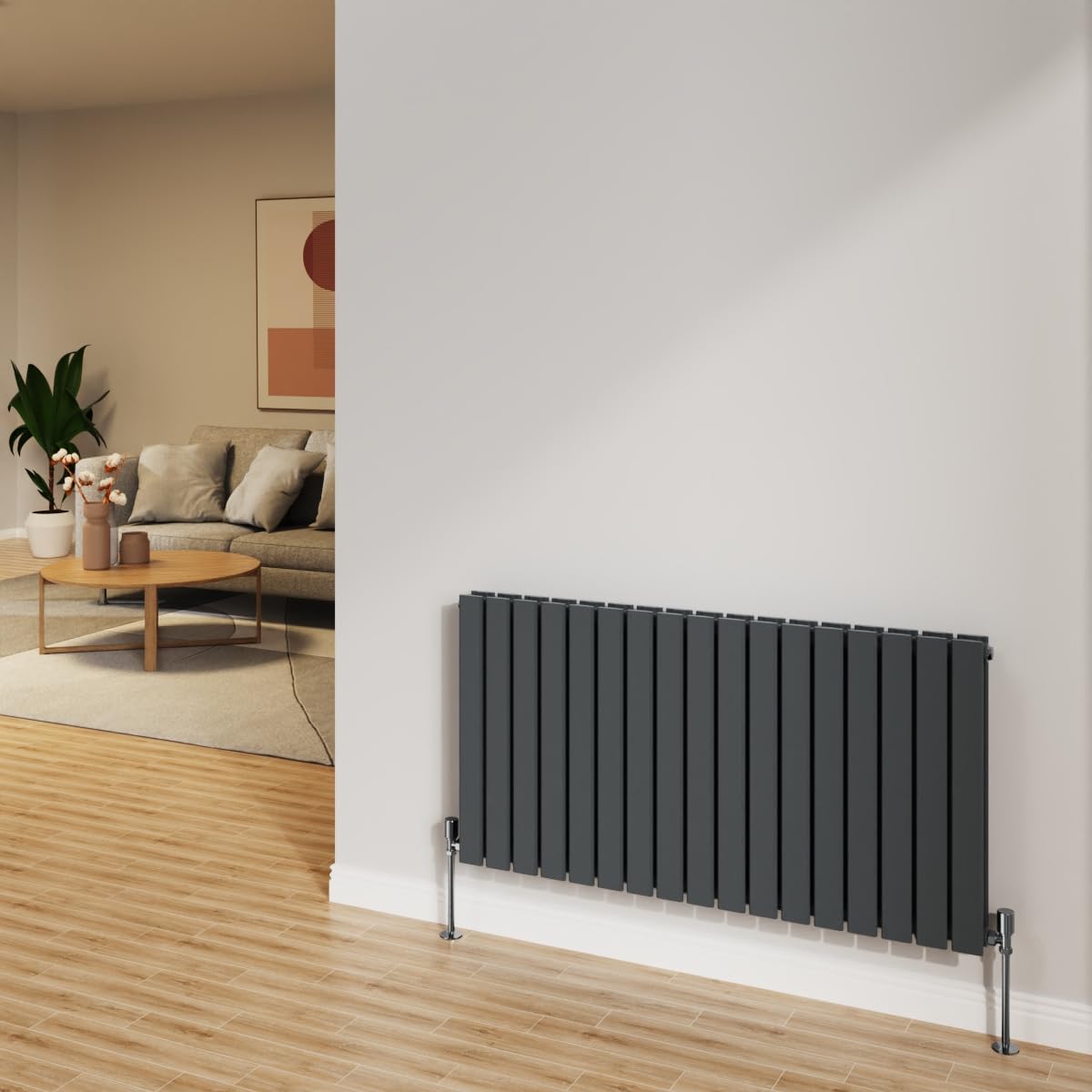 Nrg Anthracite 600X1156mm Radiator Horizontal Flat Panel Bathroom Designer Double Rad Central Heating