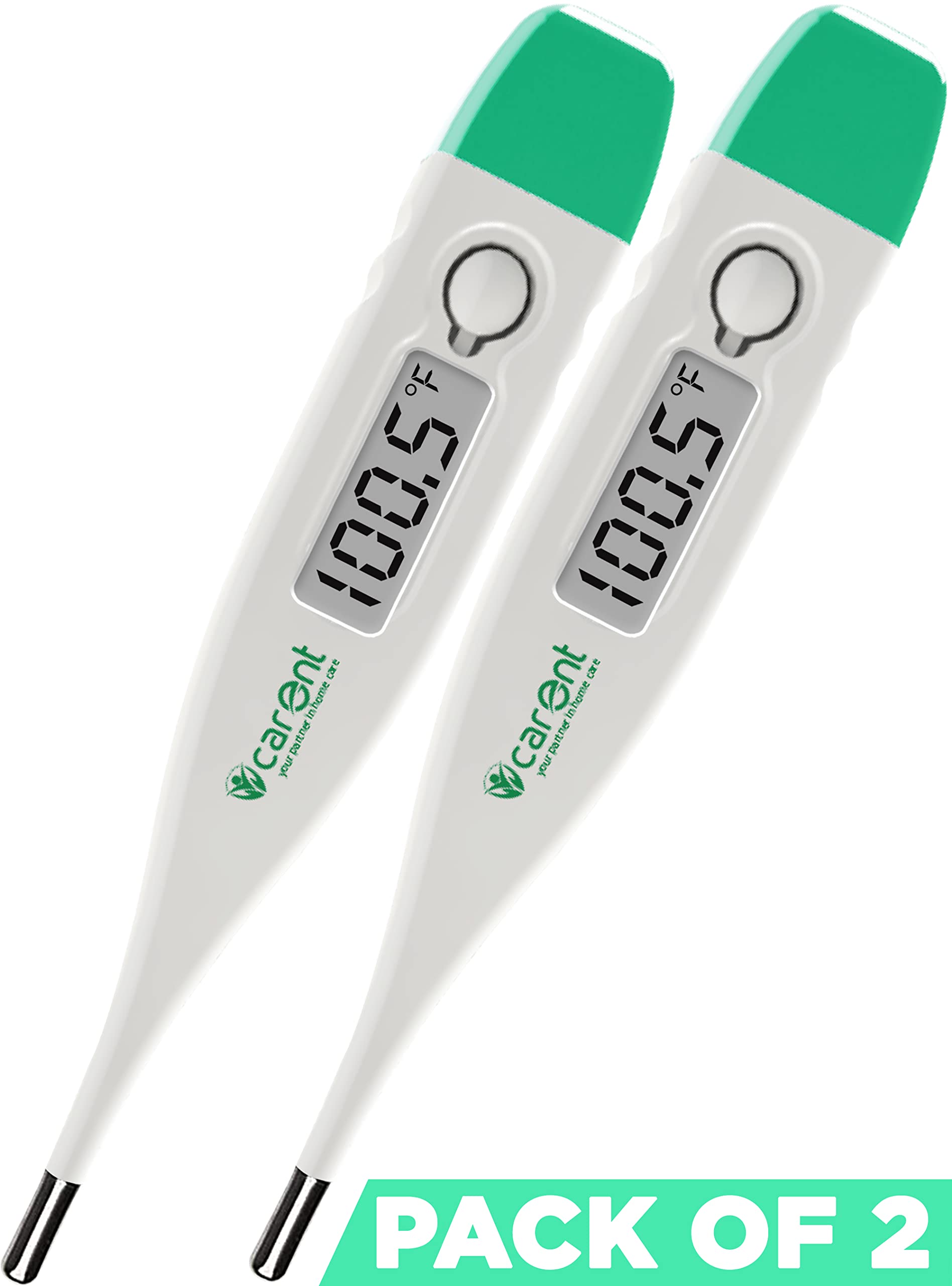 Carent DT-03 Waterproof Premium Digital Thermometer pack of 2 Body Fever Testing Machine for Kids Adults & Babies Thermometer with fever Alarm Thermometer (White and Green) - Image 9 thumbnail