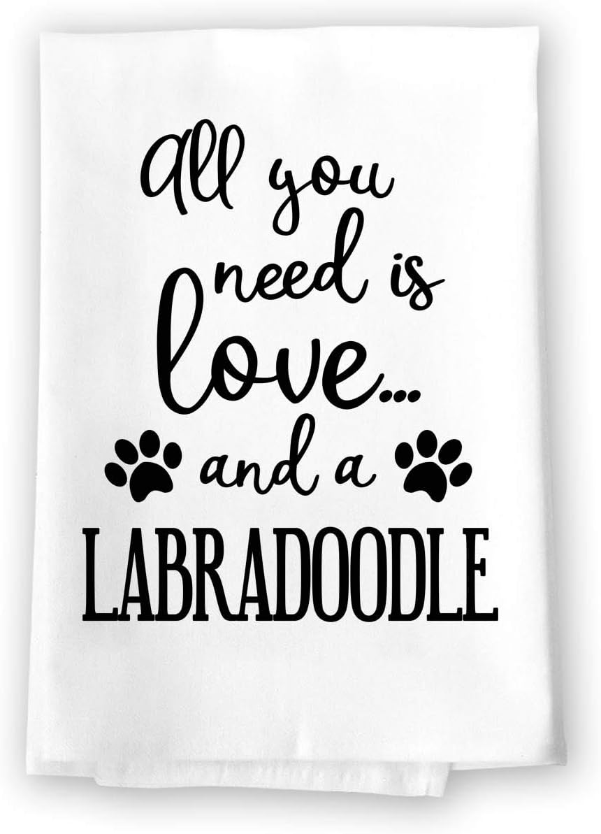 Honey Dew Gifts Funny Towels, All You Need is Love and a Labradoodle Kitchen Towel, Dish Towel, Kitchen Decor, Multi-Purpose Pet and Dog Lovers Kitchen Towel, 27 inch by 27 inch Towel, 10395