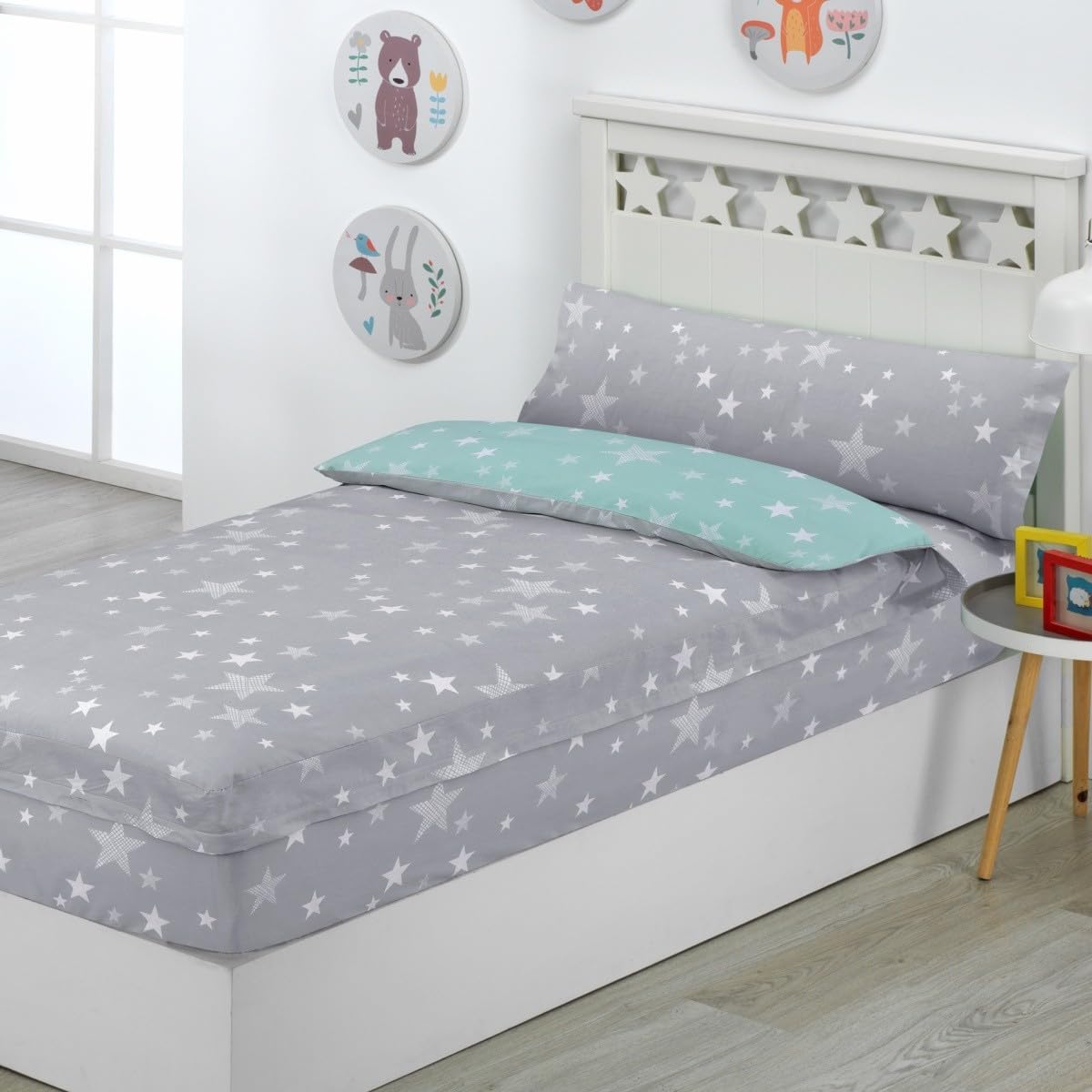 Saco Nórdico con Cremallera Cama Infantil Estrellas Stars Relleno Incluido Color Gris Talla Cama 90