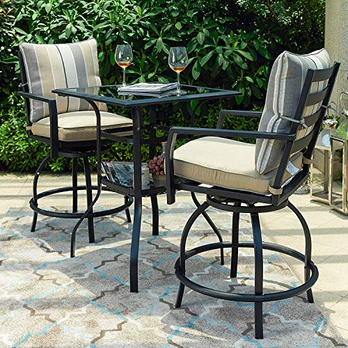 Lokatse Home High Outdoor Patio Bar Height Glass Top Table Black Buy Online In Qatar At Desertcart