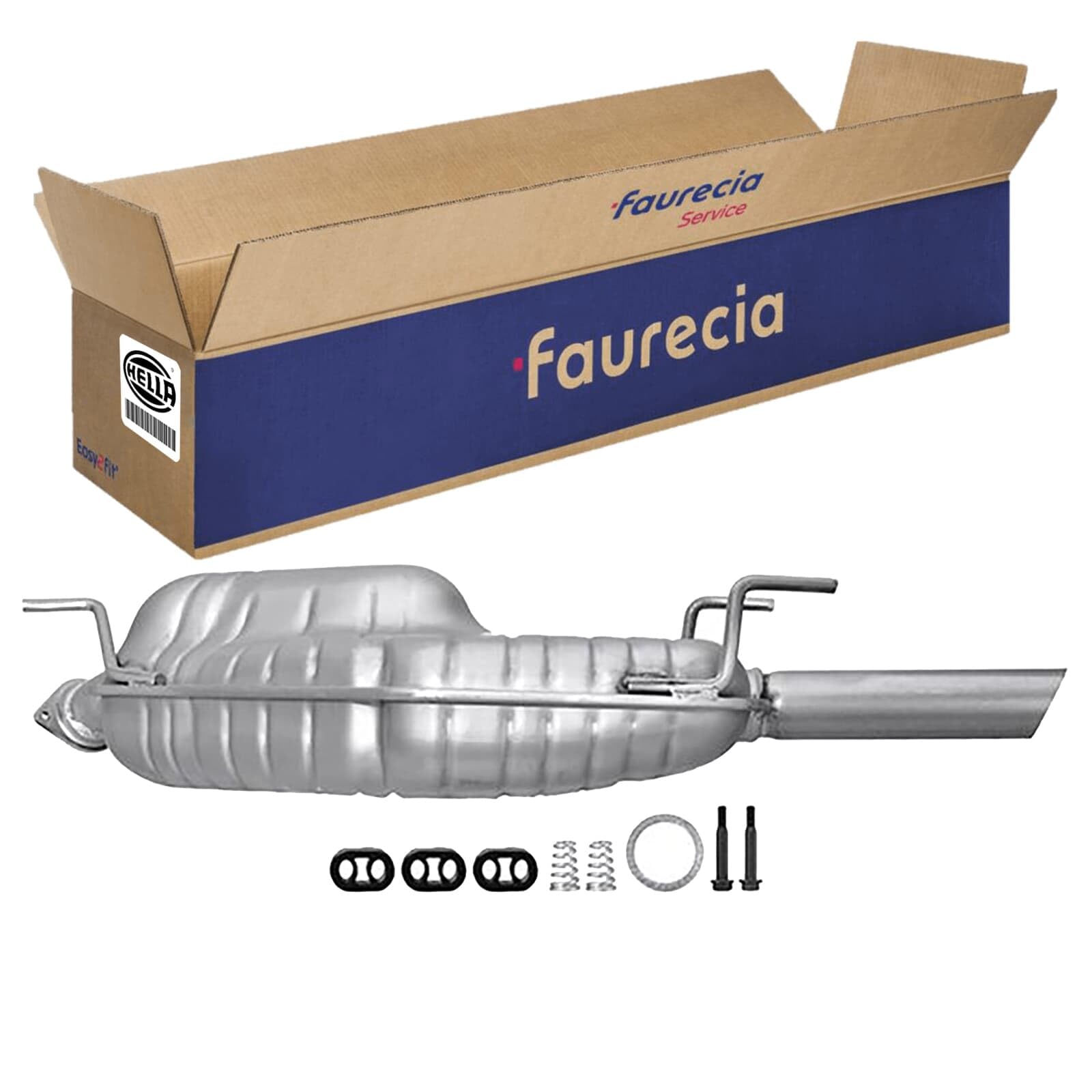HELLA 8LD 366 031-061 Tłumik końcowy - Easy2Fit® Kit - z tyłu - jednoczęściowy - Komplet z elementami do montażu