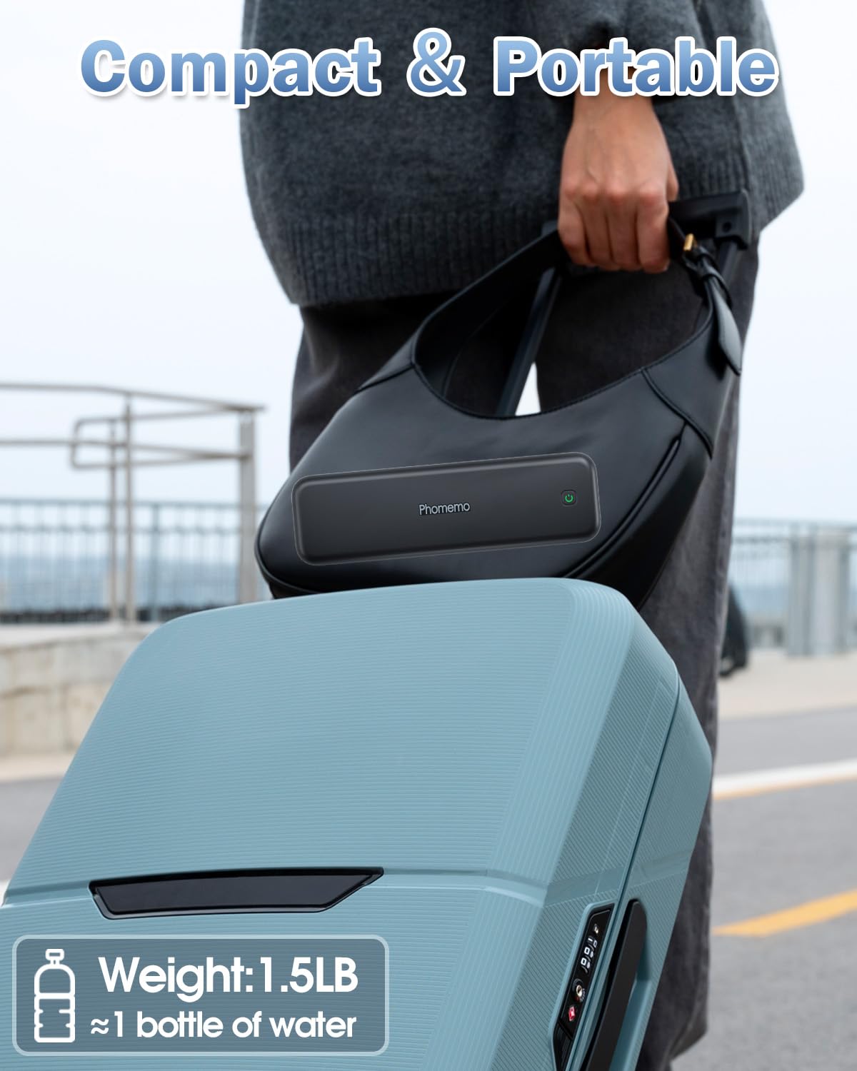 Phomemo M834 Thermodrucker A4, Mobiler Drucker für Unterwegs, Bluetooth-Verbindung für Smartphones, Unterstützt A4 Thermorollen und Thermopapier, Tragbare Drucker Geeignet für Laptop und Tablet