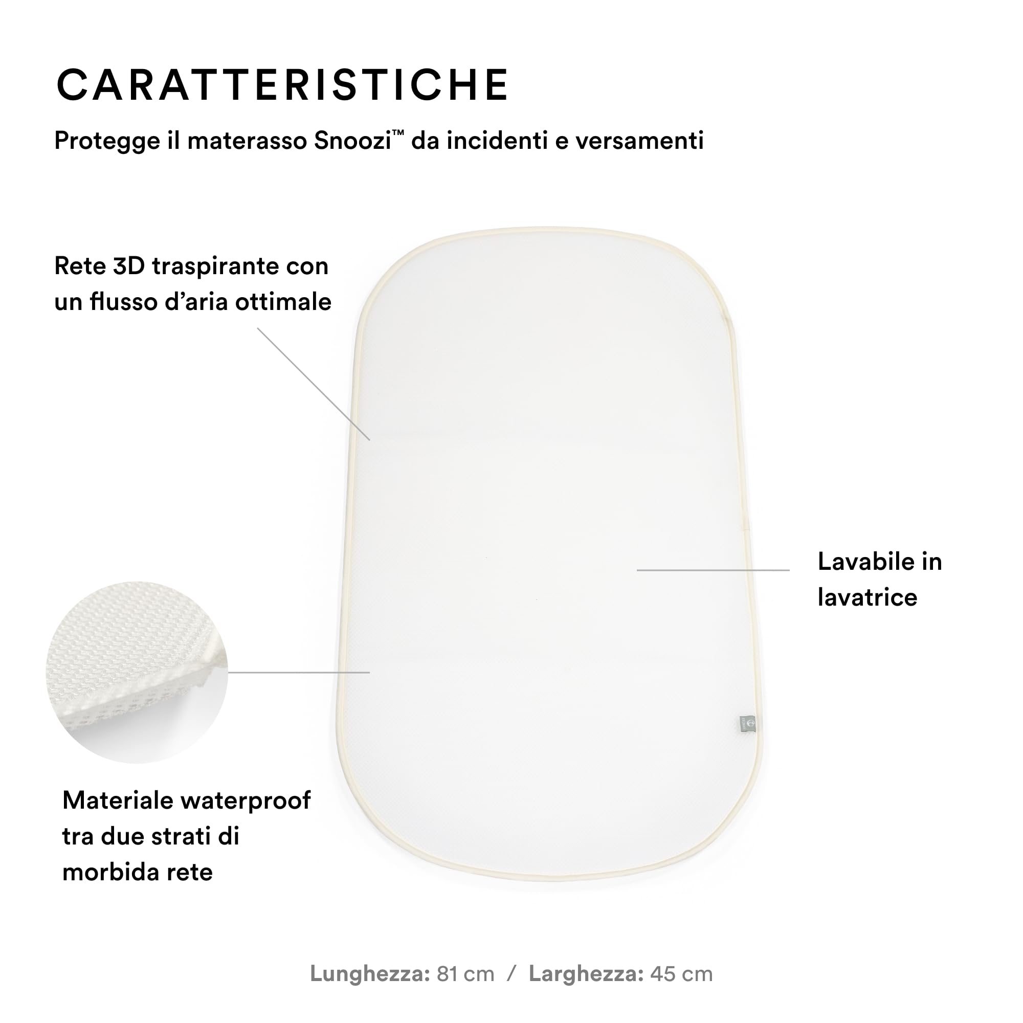 Stokke Snoozi Telo Protettivo, Bianco - Protegge il materasso da piccoli incidenti e versamenti - Realizzato in 100% poliestere - Lavabile in lavatrice