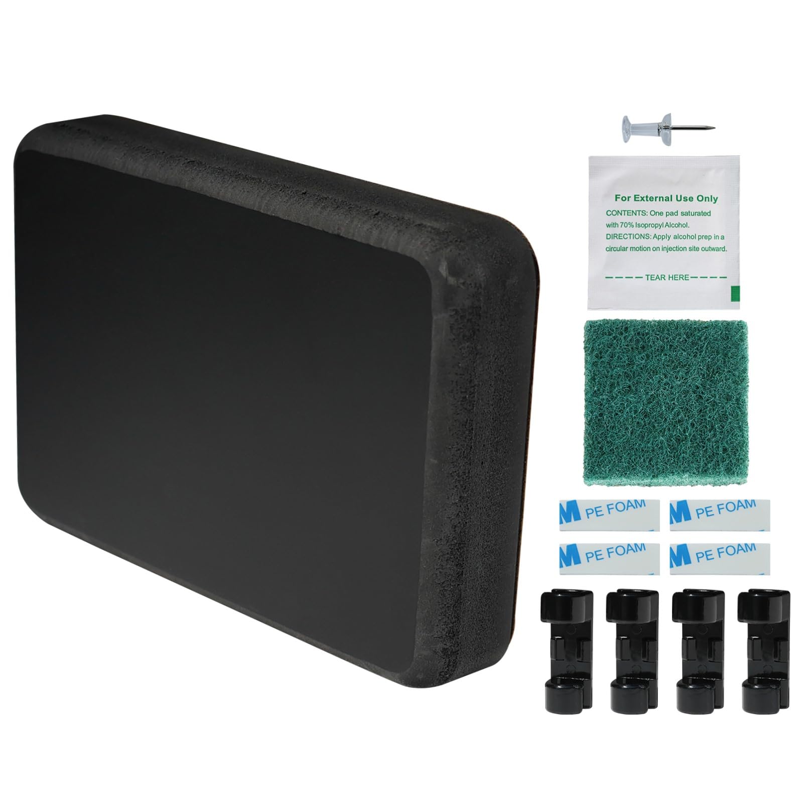 Black - Jumbo Size 6.5" x 4.75" x 0.87" Stern Pad, Screwless Transducer Mounting Plate kit, Marine-Grade Transducer Mounting Board Hardware Kit(for Large 3D Scan Transducers)