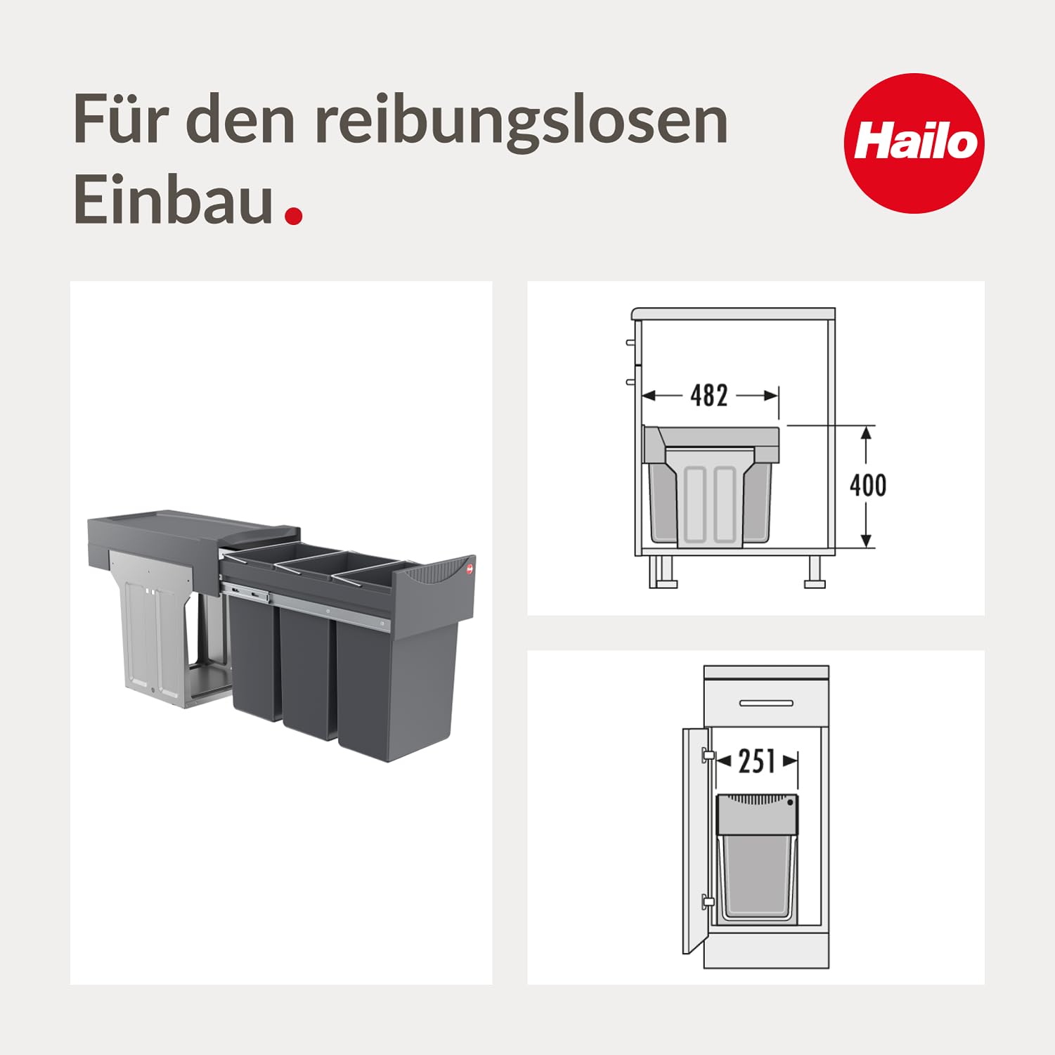 Hailo AS Terzett 10/10/10 dunkelgrau - 3666131 Einbau Abfallsammler
