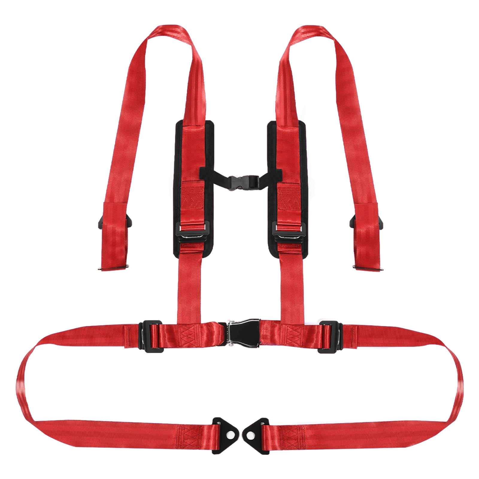 4-Punkt-Schnellschnallen-Geschirr mit 5,1 cm Polsterung mit Bypass-Clip für Go-Kart, UTV, ATV, Rennen, Rot
