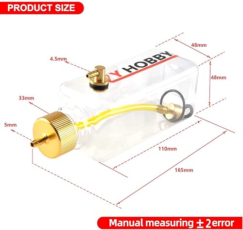 Miniatura 5 de ZYHOBBY Plástico transparente de la botella 260ML del tanque de combustible del gas RC para el avión de RC