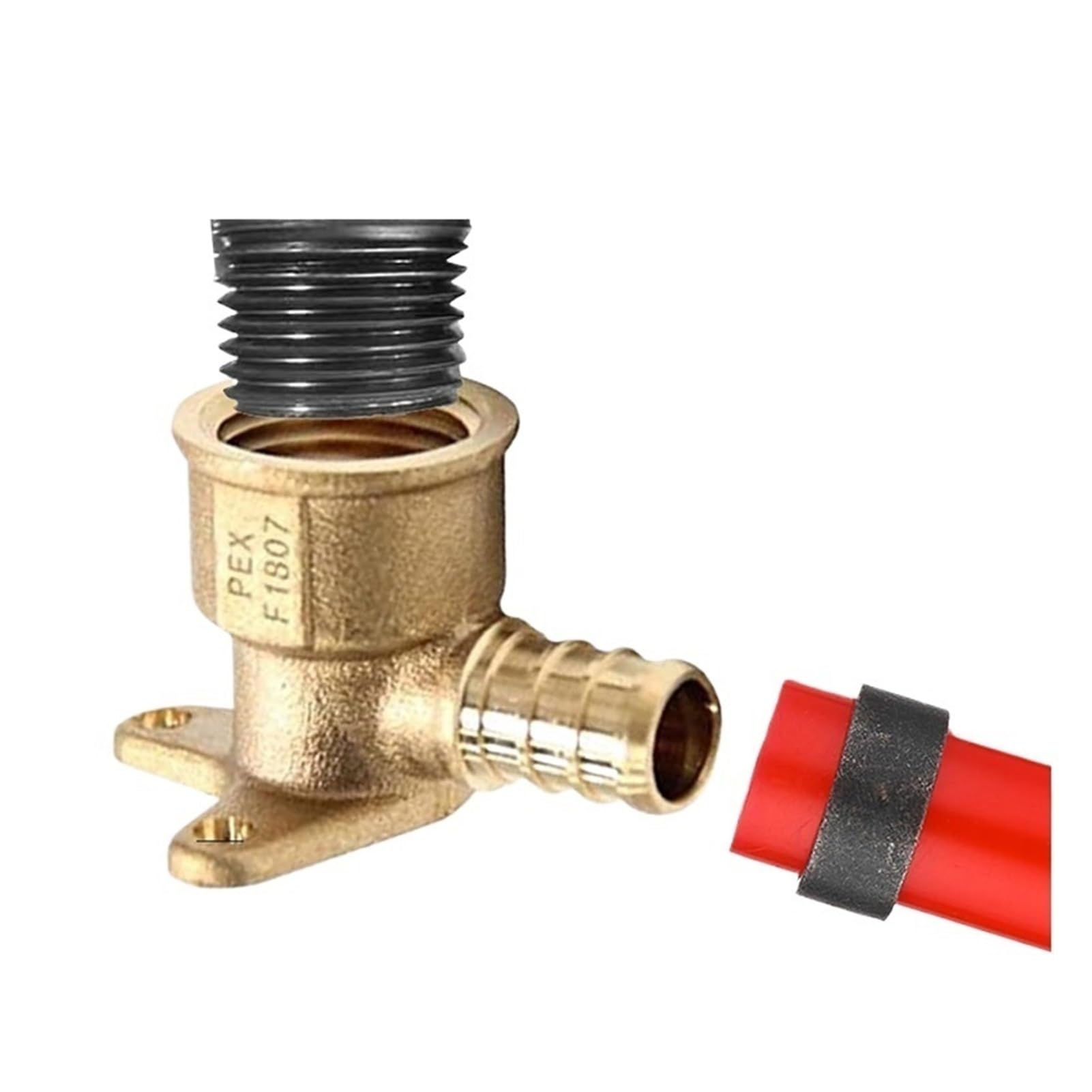 ABUN-10 pezzi Raccordi PEX, adattatore a gomito con orecchio cadente filettato femmina NPT Pex 1/2" x 1/2", tubo crimpato in ottone for impianti idraulici