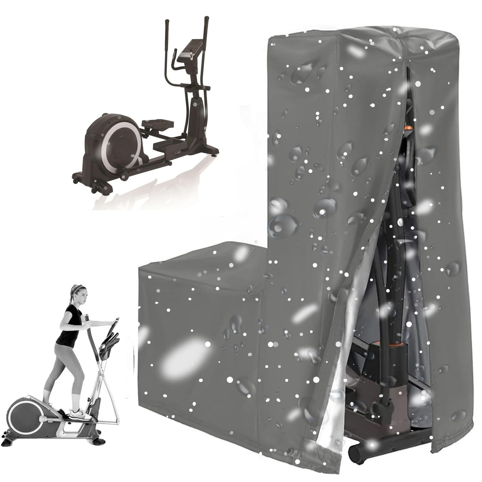 Crysterris Grey Elliptical Cross Trainer Covers Waterproof ,210D/ 420D Oxford Dust-Proof Elliptical Machine For Home Use Cover Elliptical Exercise Machine Protective Cover For Outdoor Indoor(Size:210d：181*74*165Cm