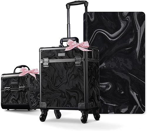 Vista 106 de BYOOTIQUE Cosmetology - Estuche rodante para almacenamiento de uñas, carrito de almacenamiento para maquillaje, maleta de peluquería de viaje