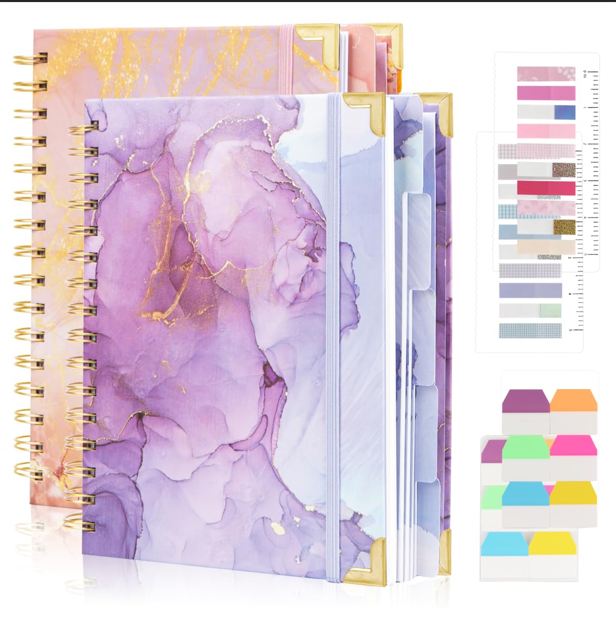 Kutoda A4 Spiral Notebooks for Work, 300 Pages Lined Spiral Journal Notebook, 5 Subject College Ruled Journals for Writing, 11”x9.25''Journaling