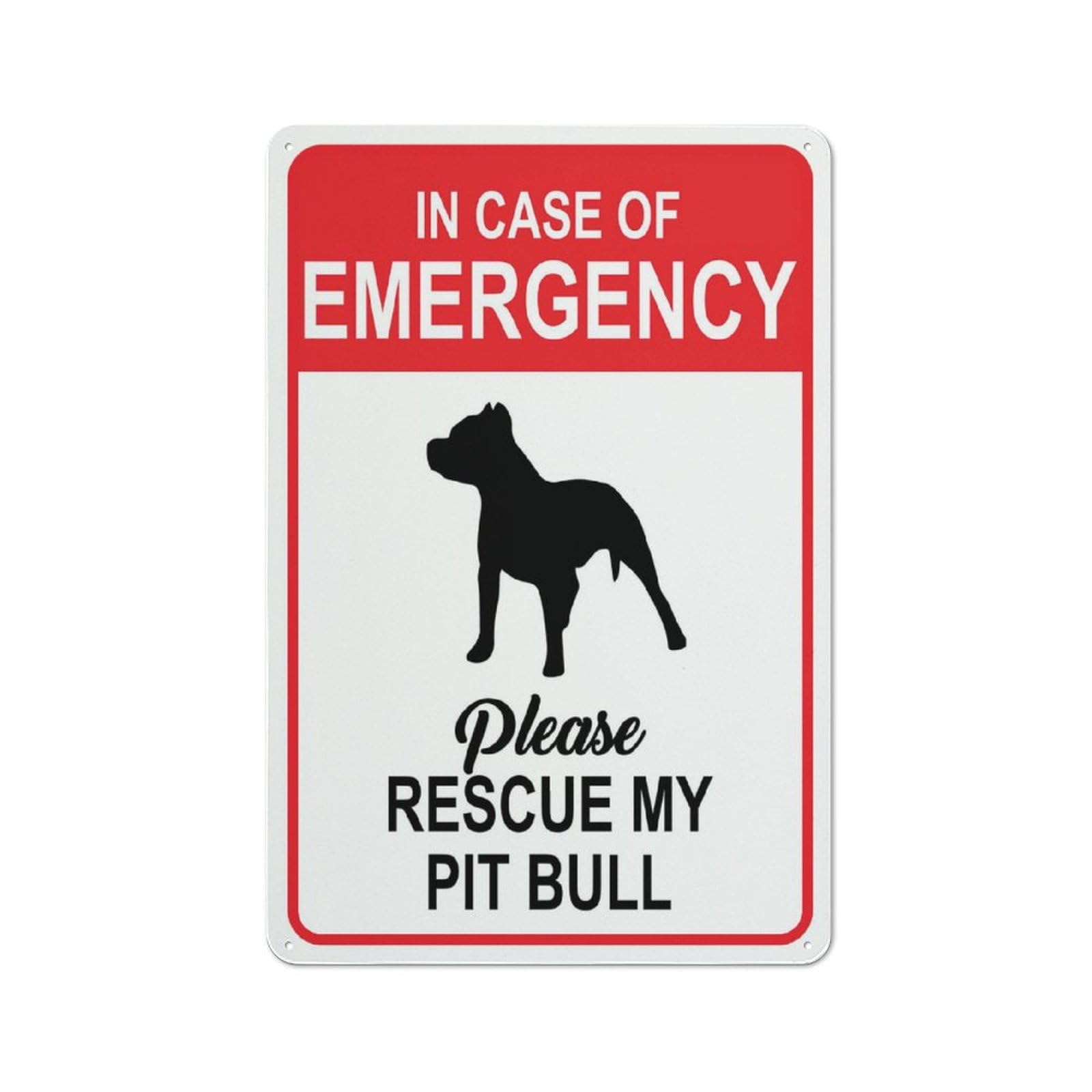 In Case Of Emergency Please Rescue My Pit Bull Sign 12X8 Inch Tin Sign Great For Garden And Yard Wall Decor