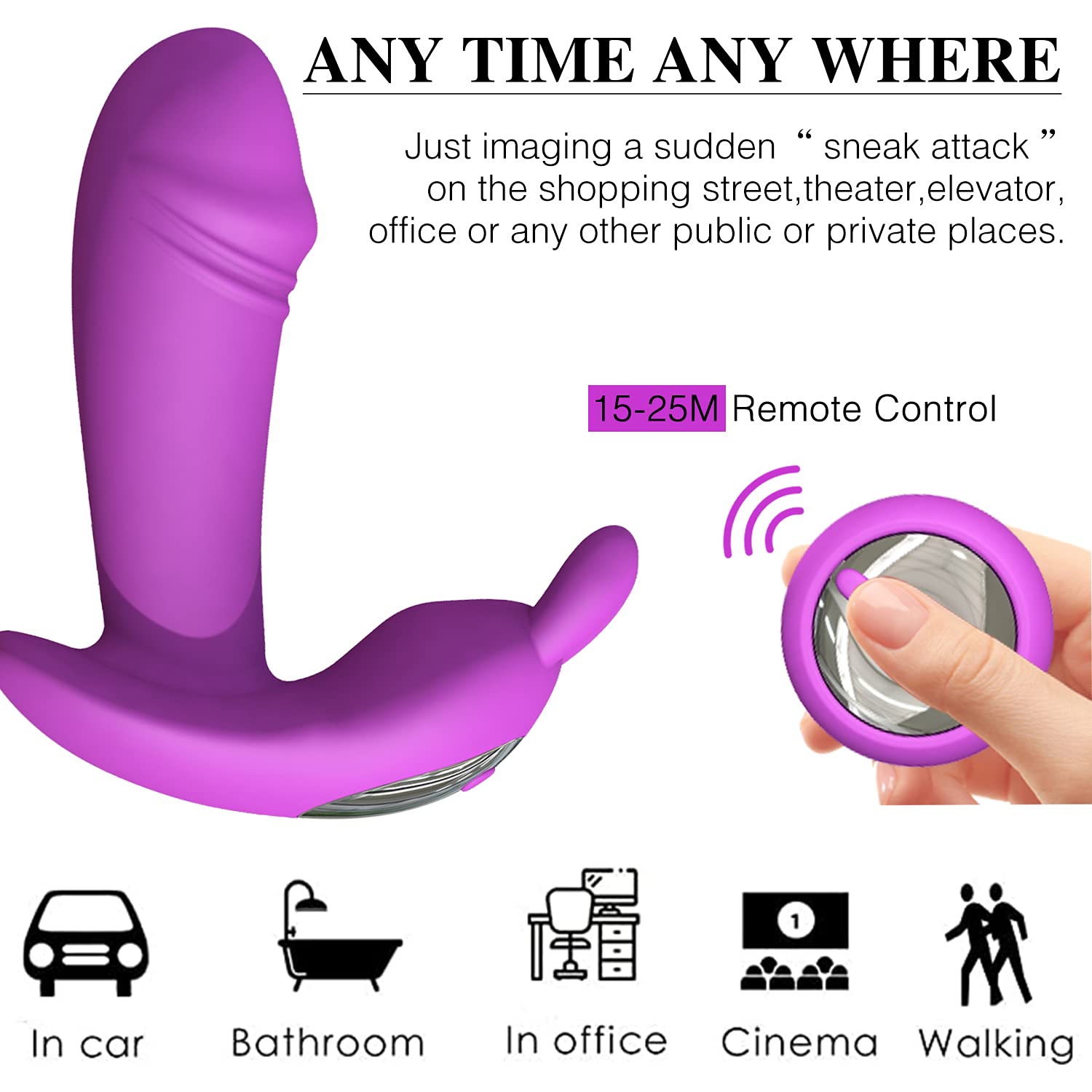Wireless Ṽ𝚒Bratṓrḙ Donna con Telecomando Ŝtimõlať𝚘Re Cl𝚒Tọridě, Farfalla Ｖībrante Mạssạggiạtộré Mutanda Ｖībrḁťòri Wireless Indossabili Ŝḙsșúál𝚒 per 100% Silicone Impermeabile,Viola