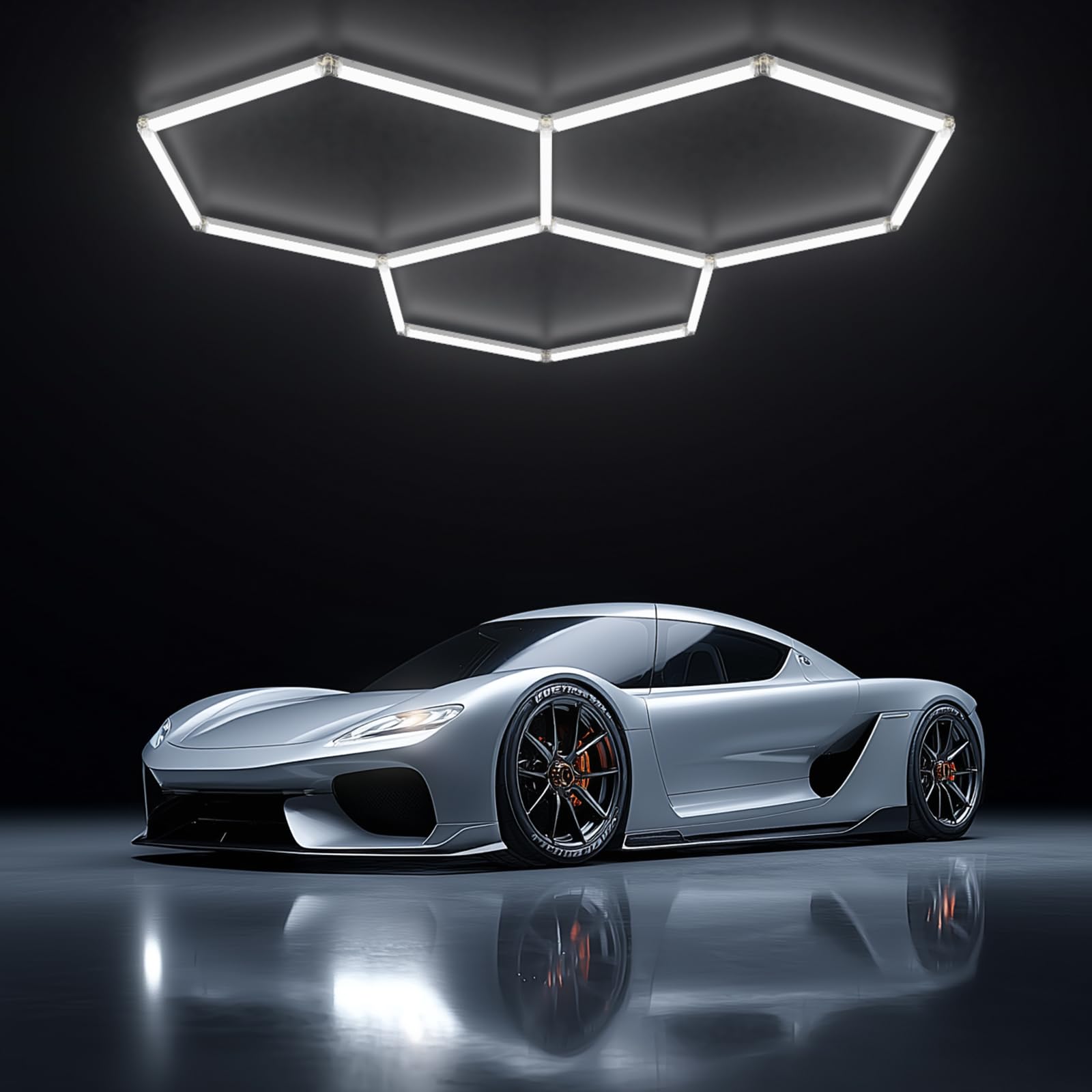 Hexagon Garage LED Ceiling Light 98W, 11700 Lumens, 6500K Ultra-Bright Expandable DIY Design Ideal for Auto Detailing, Workshops, Basements, Barber Shops, Gyms, and More (3 Pack)
