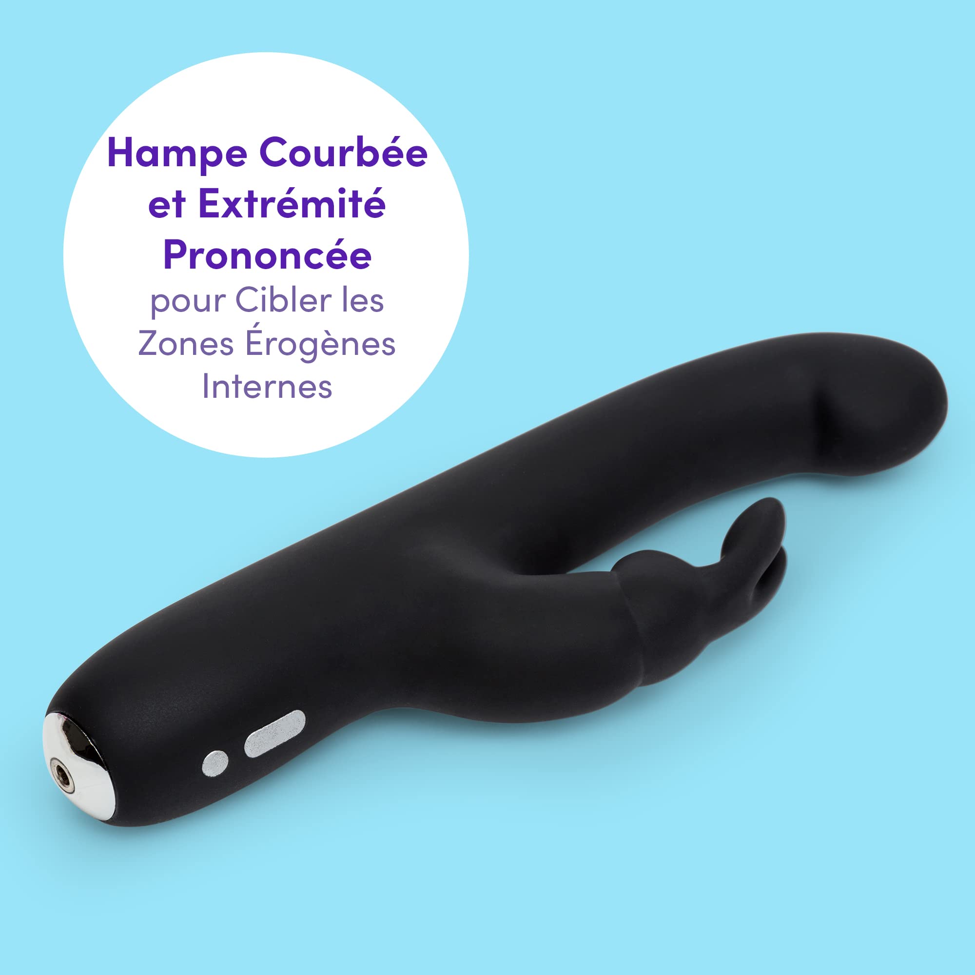 Lovehoney Happy Rabbit Vibromasseur Rabbit – Vibromasseur Femme Pour Point G Fin Silicone 11,5 cm – Sextoy Adulte 15 Fonctions – Rechargeable et Étanche – Noir