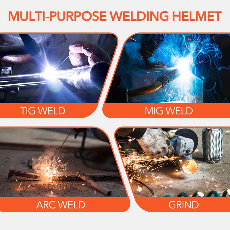 Image of TRQWH Welding Helmet with Light True Color Auto Darkening Welding Helmets for Men Solar Powered Welding Hood with 2 Arc Sensor Wide Shade 4 /9-13 for TIG MIG ARC Cool Welder Mask