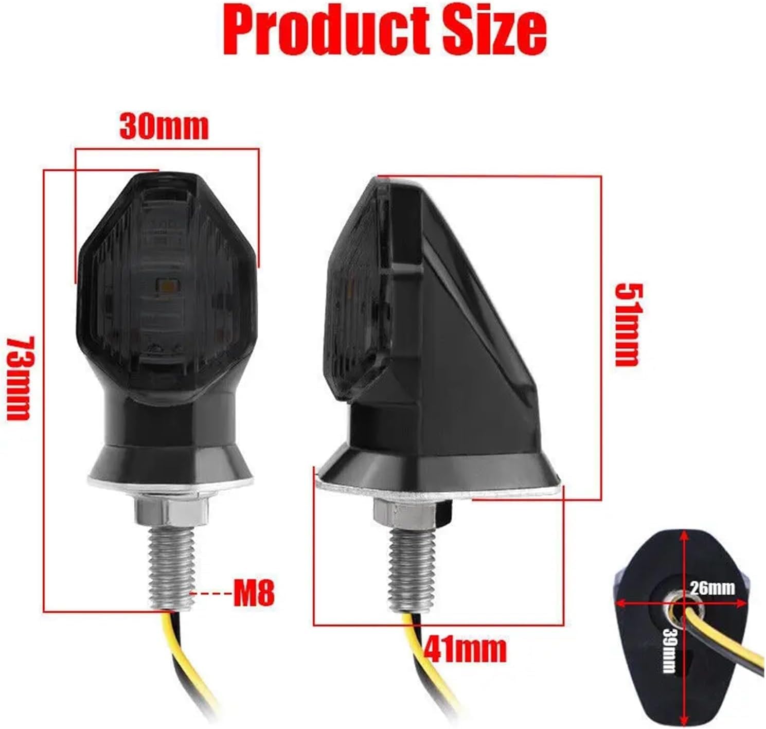 Mini uniwersalne wskaźniki Dla Honda BeAT Kierunkowskazy motocyklowe 8 mm 12 V Uniwersalne miniaturowe kierunkowskazy motocyklowe LED z bursztynowym migaczem i strzałką