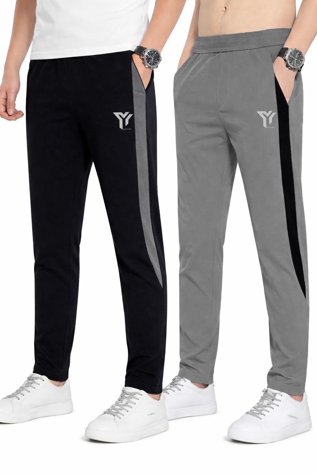 YUNEK Men’s Rapid Dry Track Pants Combo Pack of 2, Regular Fit, Zipper Pockets, Elastic Waist, Gym & Casual Wear-picture-13