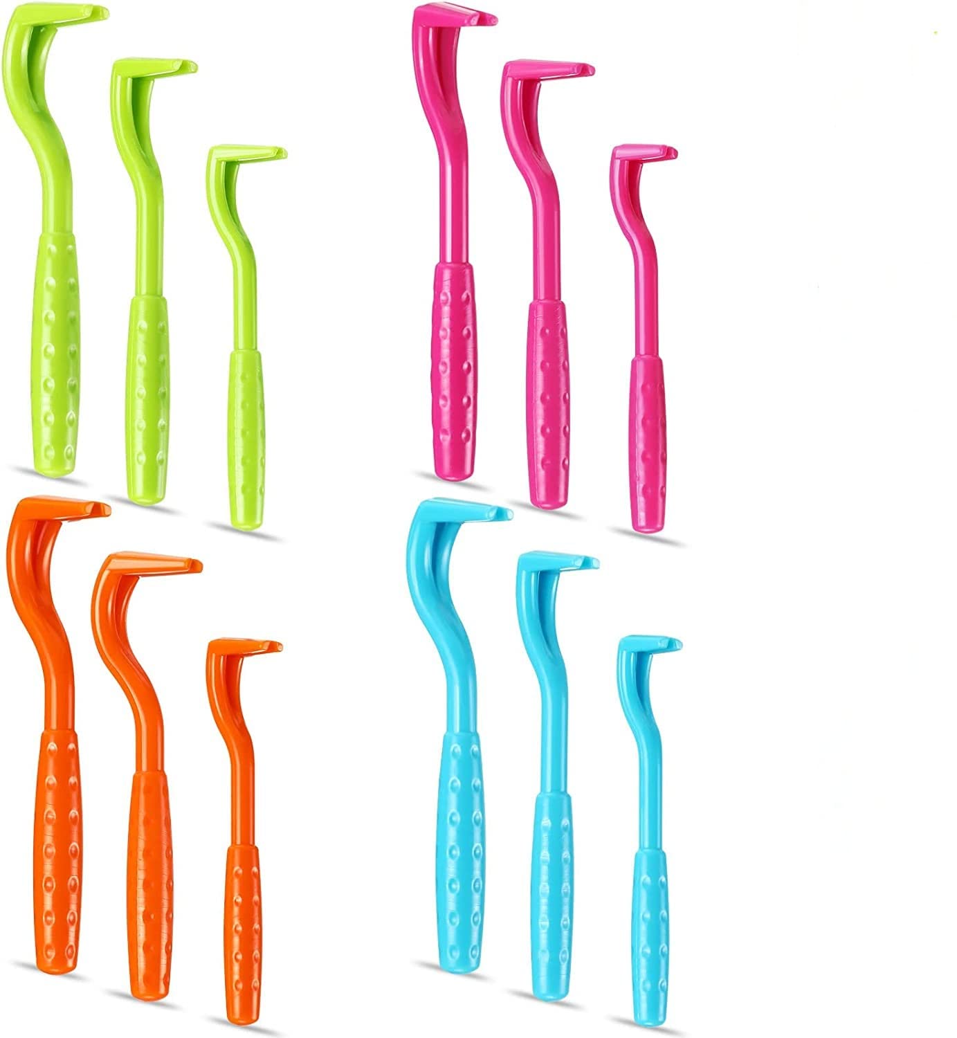 12 Pcs Tick Remover Plastic Tick Remover Tools Tick Puller Removal Tick Grabber for Dogs Cats Humans, 3 Sizes, Green Rose Red Blue Orange