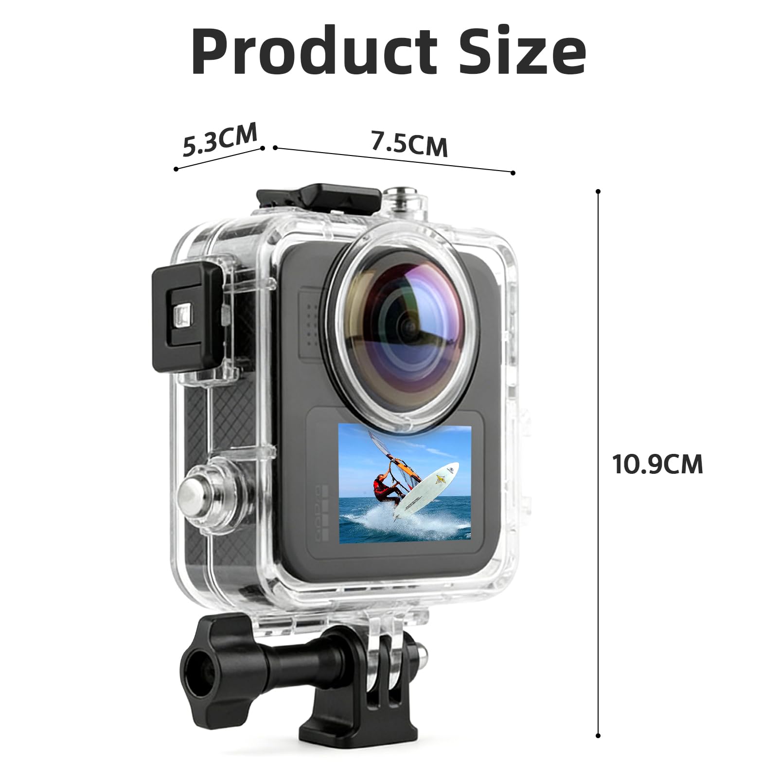 Custodia Impermeabile 50M per GoPro MAX 2, Custodia Subacquea con Tripla Tenuta Stagna, Lente Alta Trasparenza per Nuoto, Immersioni, Surf