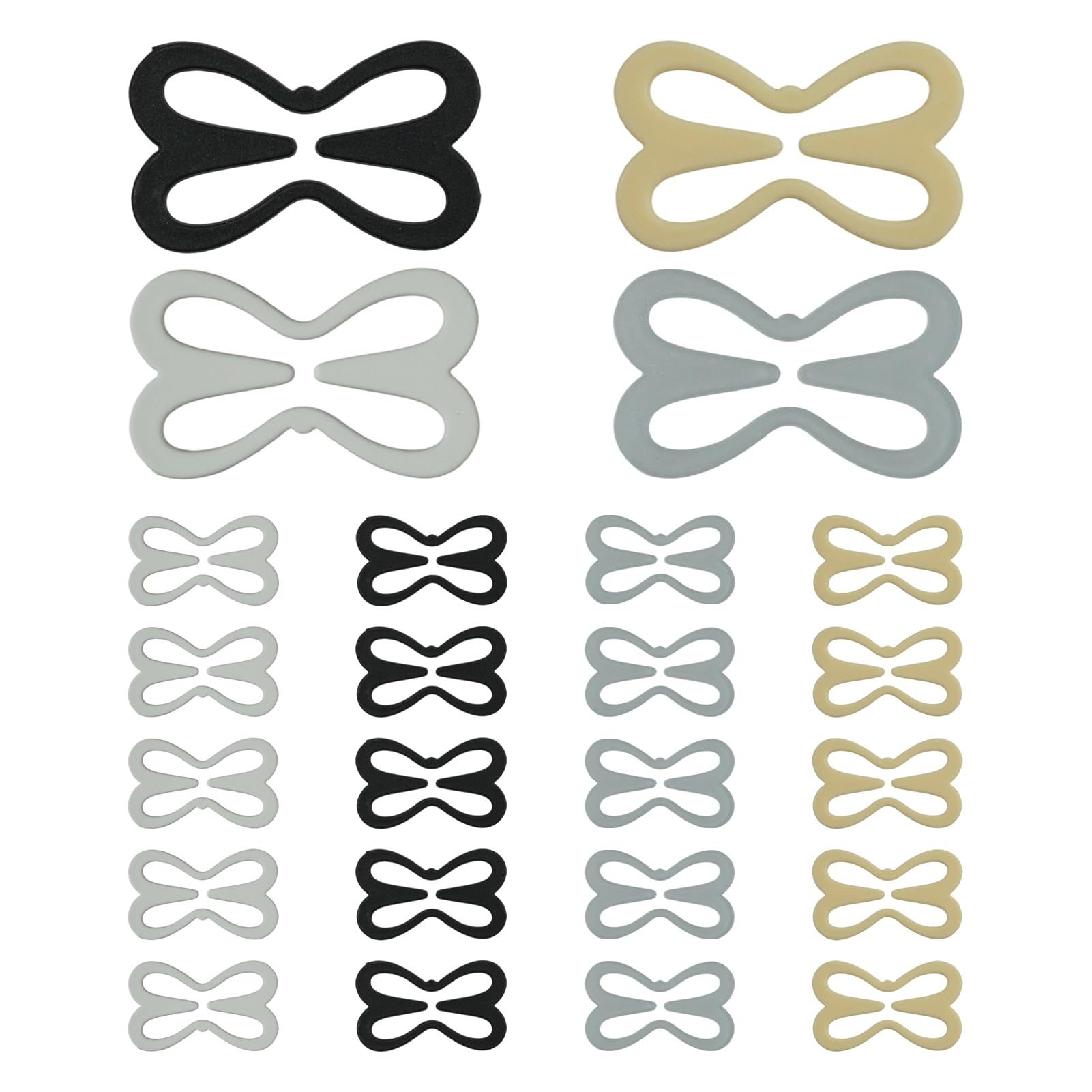 - 24 Pcs Bra Strap Holder Clips for Racerback, Adjustable Anti-Slip Strap Clips Converter Set, Hidden Bra Strap when Wearing Evening Dresses, Fits Most Brassiere Types (Black, Beige, White, Clear)