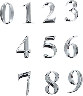 Housoutil 10pcs Digital Signage Abs Silver Street Number House Number Sign Exquisite Door Address Stainless Steel Door Number 3D Address Number House Number Hotel Door Address Mailbox Number