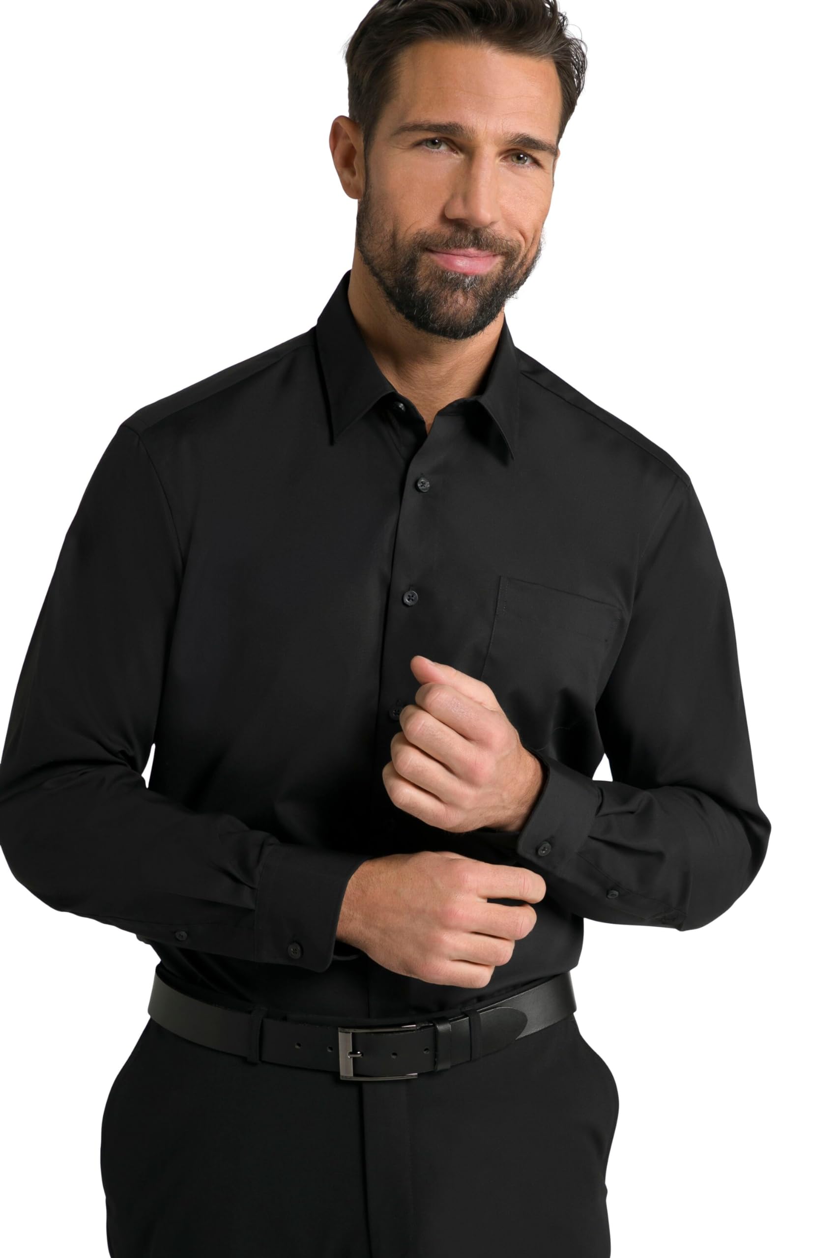 JP 1880 Men's Shirt, Black, 3XL Tall