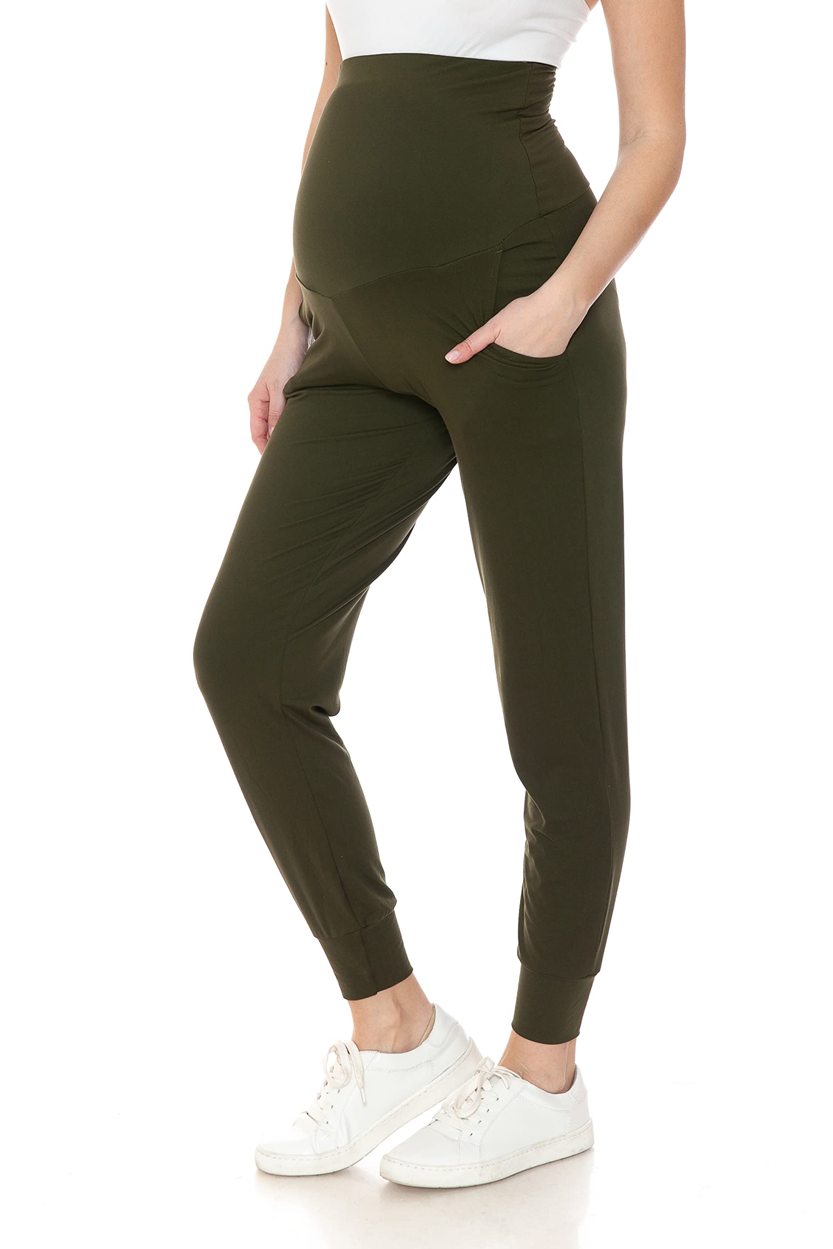 Leggings Depot Umstandshose für Damen, über dem Bauch, Schwangerschafts-Jogger, lässige Lounge-Hose