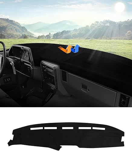 Vista 28 de Autorder Alfombrilla de cubierta de salpicadero para Ford F150 F250 F350 1992-1996 Accesorios Cubierta de tablero de franela para salpicadero