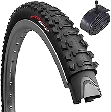 Fincci Bike Tyre 26x1.95-26 inch Bike Tyre with 1x 26 inch Bike Inner Tube Schrader Valve - Foldable Tire 50-559 60 TPI for MTB, Hybrid, Road Bike - Wheel Set for Bicycle