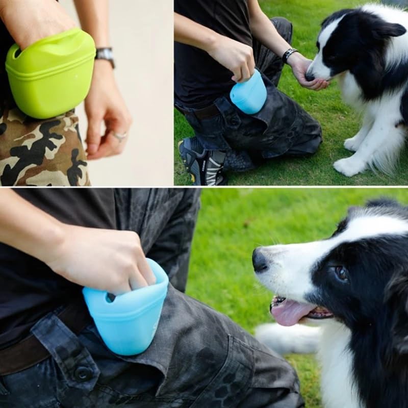 Sac banane de dressage pour chien avec grande capacité pour la marche, la randonnée et les récompenses, pochette portable pour animal domestique, bleu