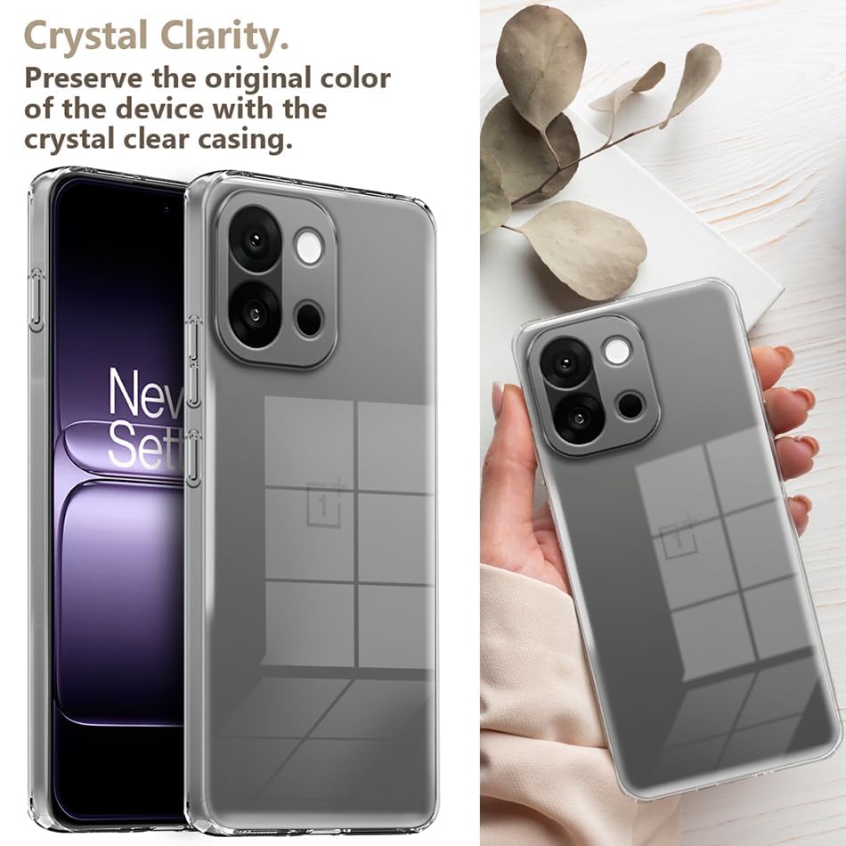 Image of JGD PRODUCTS for OnePlus 13S, Oneplus 13T Premium Transparent Hybrid Soft Slim Dust Proof Back Case Cover with Camera Protection