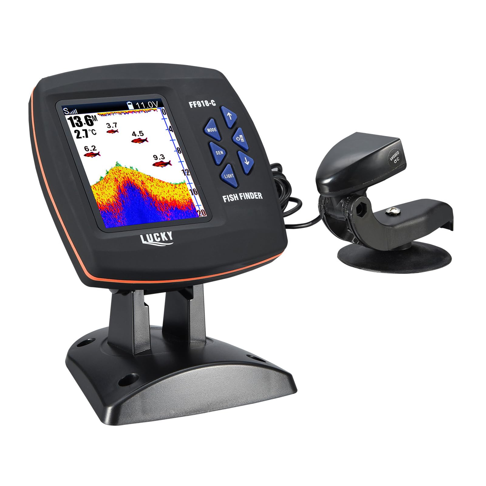Wasserdichtes Echolot für Outdoor-Angler – Kabellose Sonar-Detektion + Kabel-Geber für genaue Tiefenmessung Kompatibel, leicht