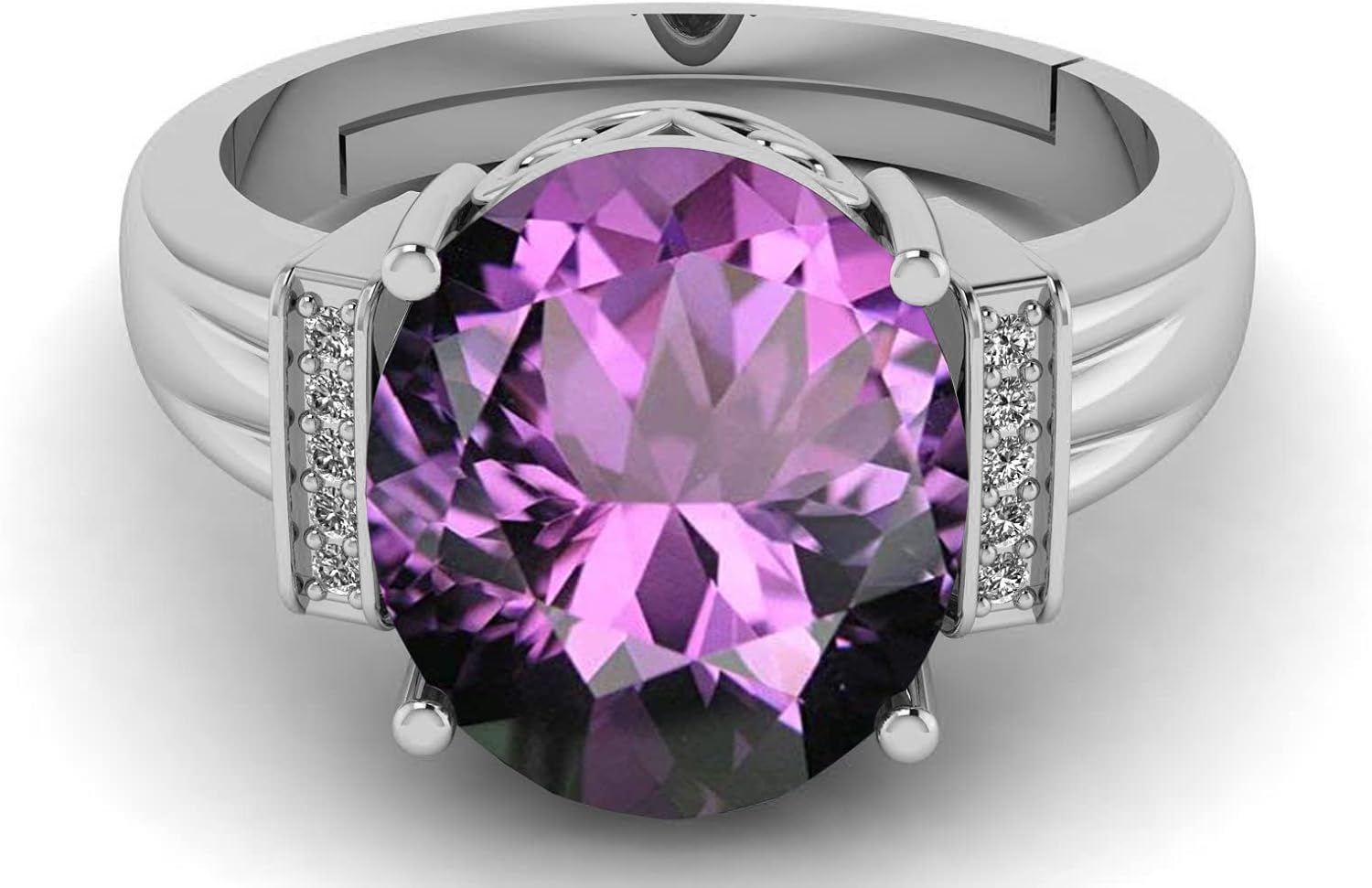 LMDPRAJAPATIS 6.25 Natural Amethyst Katela Stone Astrological Purpose Silver Ring