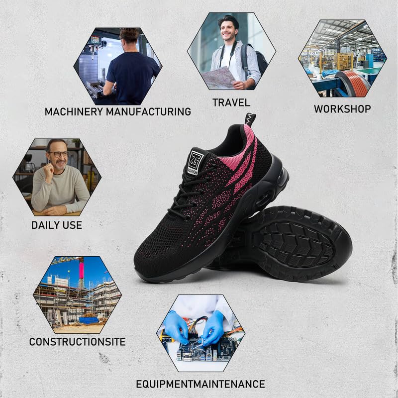 Scarpe Antinfortunistiche Uomo Donna Scarpe da Lavoro con Punta in Acciaio Leggere Air Cusion Scarpe da Lavoro Antinfortunistiche Anti-Smash Anti-Perforazione Traspiranti Antiscivolo Scarpe da Lavoro