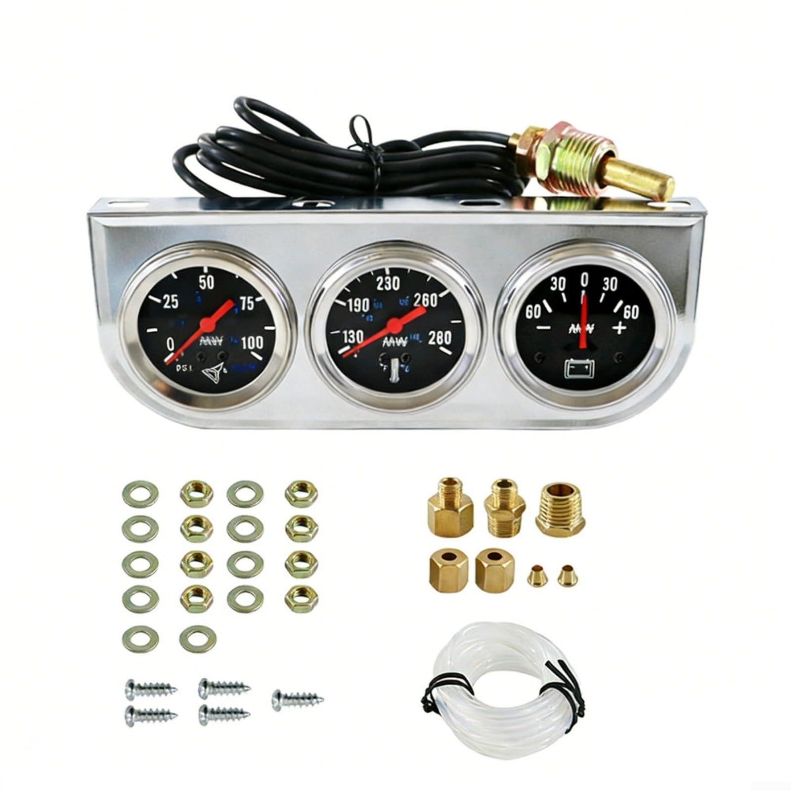 Triple jauge 12V/24V mécanique haute précision pression huile et température tableau de bord 52mm