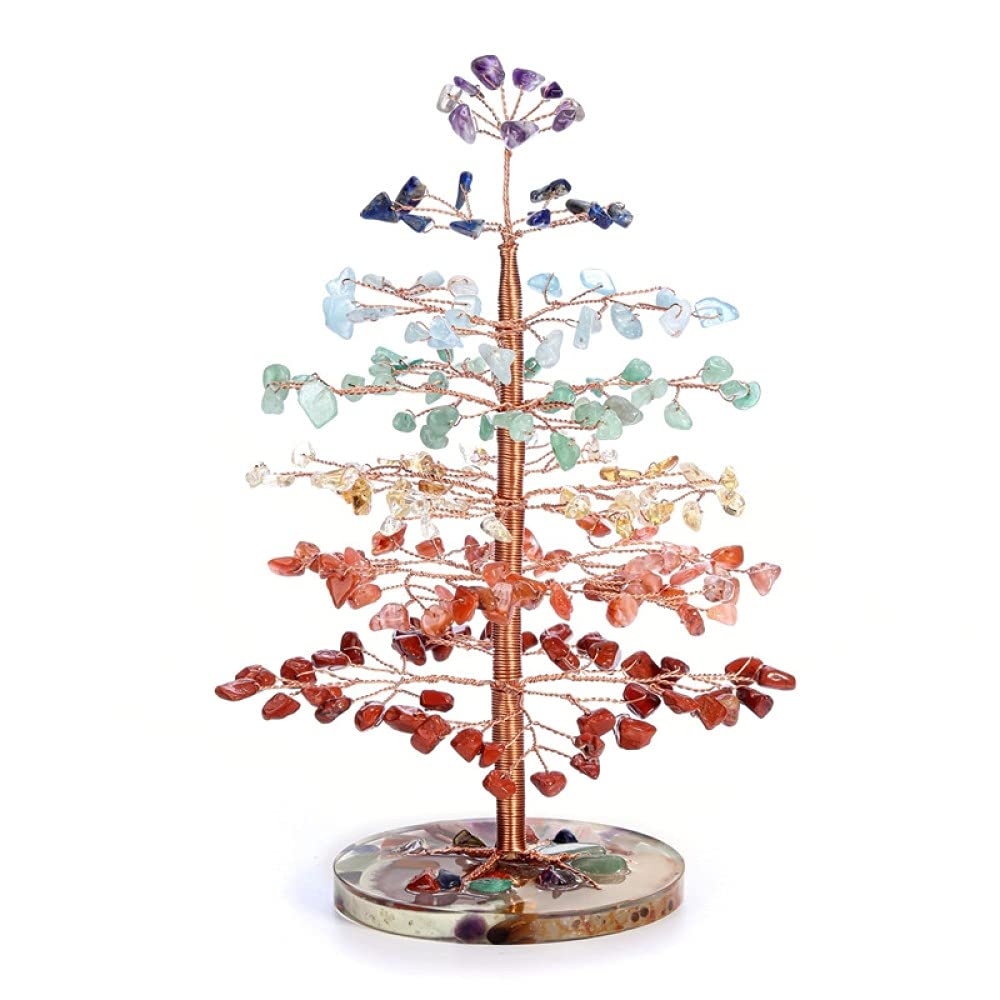 Arbre d'argent feng shui en cristal 7 chakra, cadeau bien-être