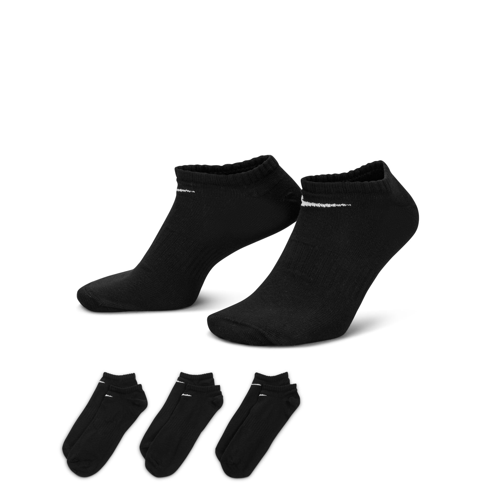 NIKE Men's Everyday Lightweight No show Socks 3 Pairs , Black/White, M UK