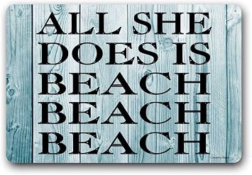 Metal Sign, All She Does is Beach Beach Beach Sign, 8x12 Inch, Home Garden Man Cave Bathroom Wall Decoration