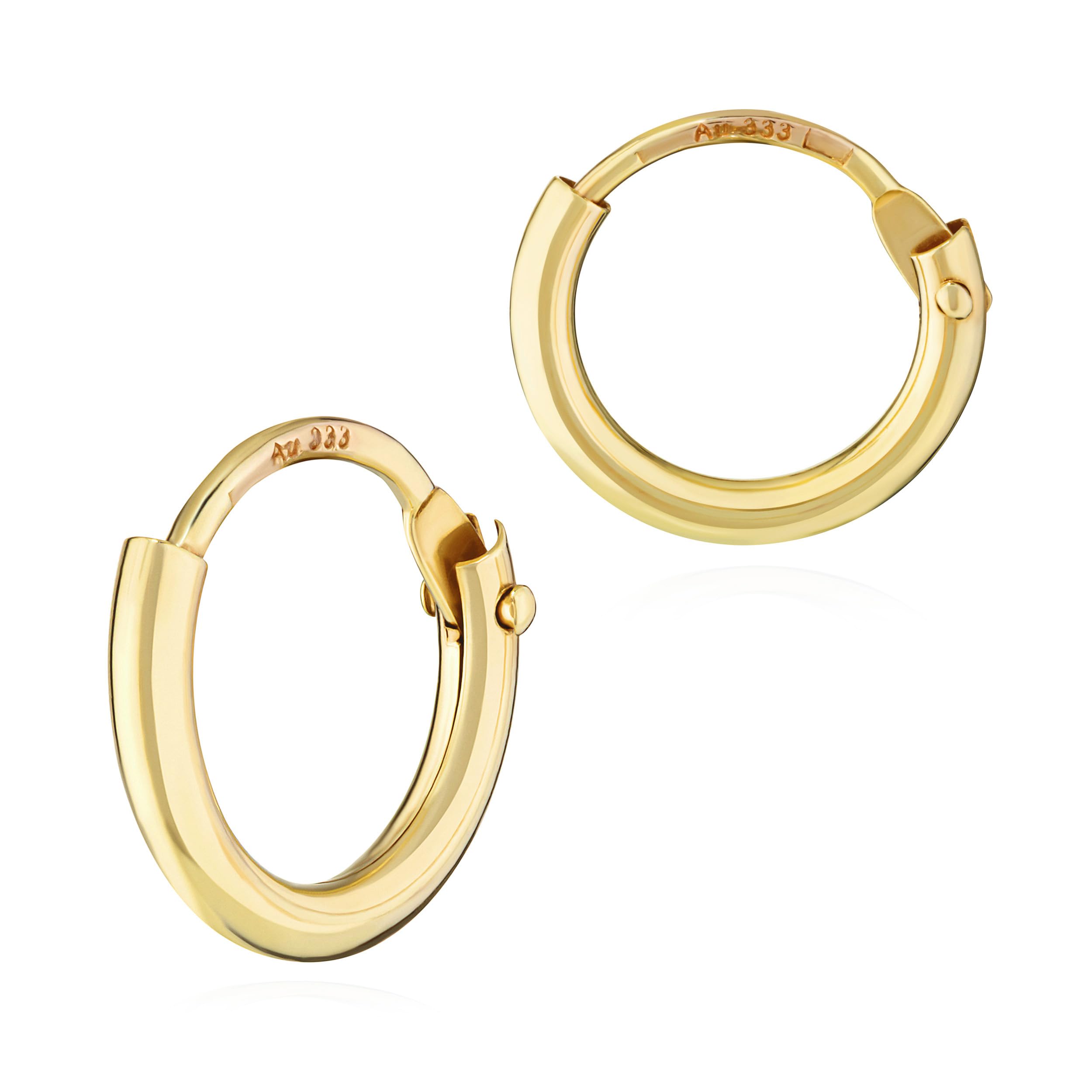NKlaus Creolen für Herren aus 333 Gelbgold, 8 Karat, Stärke 1,3mm, 2 Stück