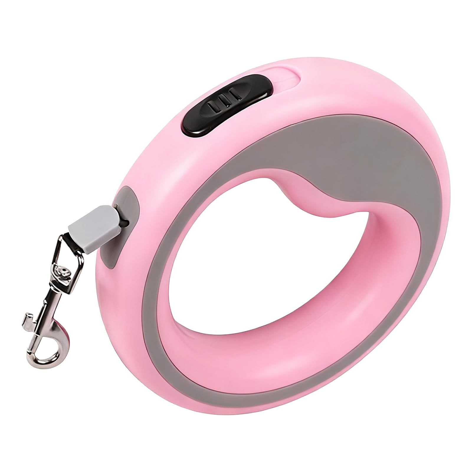 Senshuomy 360° Tangle-Free Retractable Dog Lead 2.5M Pink - Heavy-Duty Nylon Tape Leash with One-Handed Brake Pause Lock for Small to Medium Dogs Up to 15kg