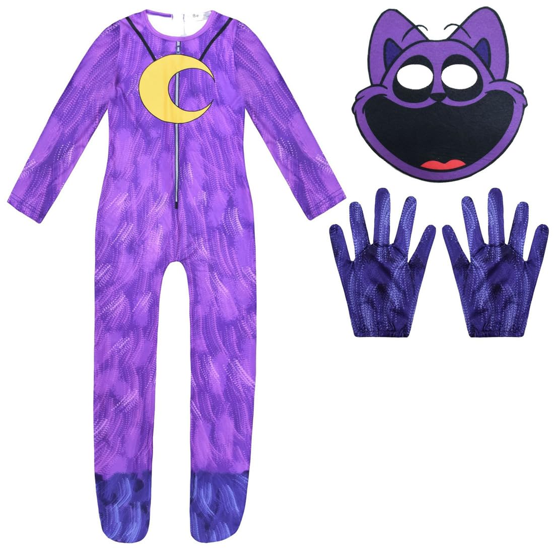 DYWPYCLQ Kids Children Boys Halloween Cosplay Costume Clothes One Piece + Mask 4-10years (Purple, 10-11Years)