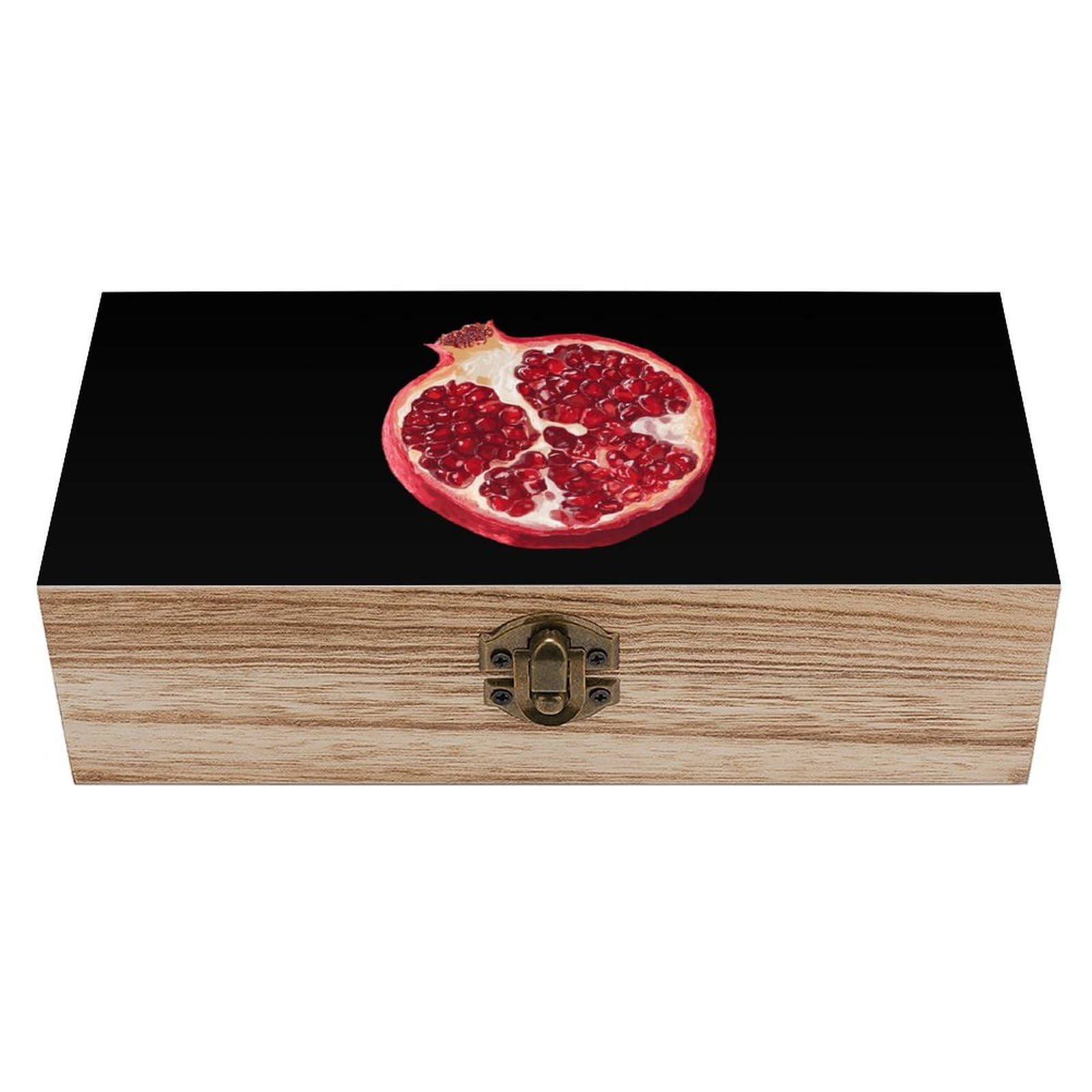 HLBSDM Cut Pomegranate Wooden Storage Box Craft Memory Keepsake Treasure Chest Box Jewelry Organizer