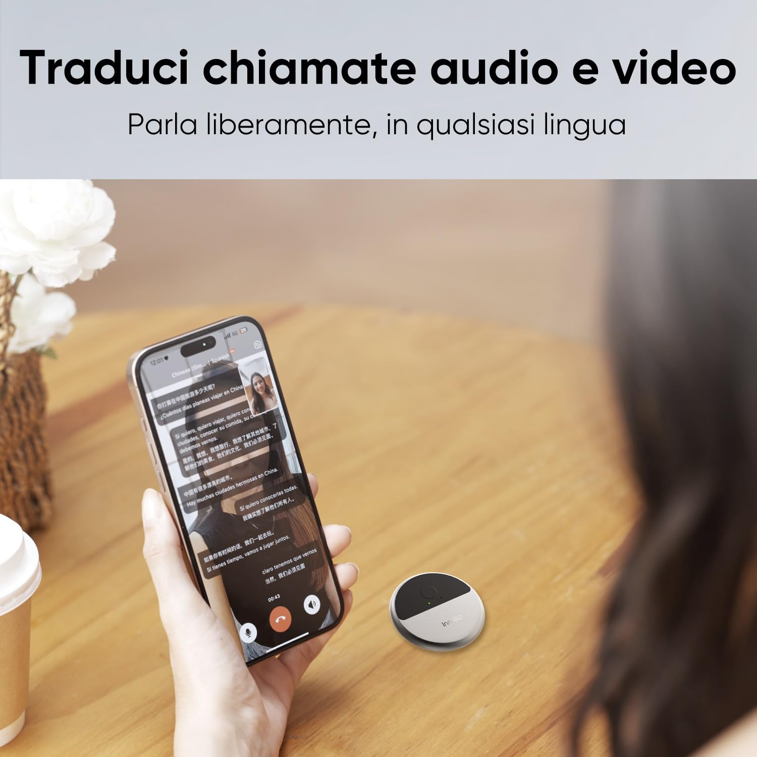 Traduttore Vocale Istantaneo AI con Clonazione della Voce, Traduttore Simultaneo Portatile Multilingue con Traduzione in Tempo Reale, Dispositivo Traduzione per Viaggi, Lavoro e Conversazioni