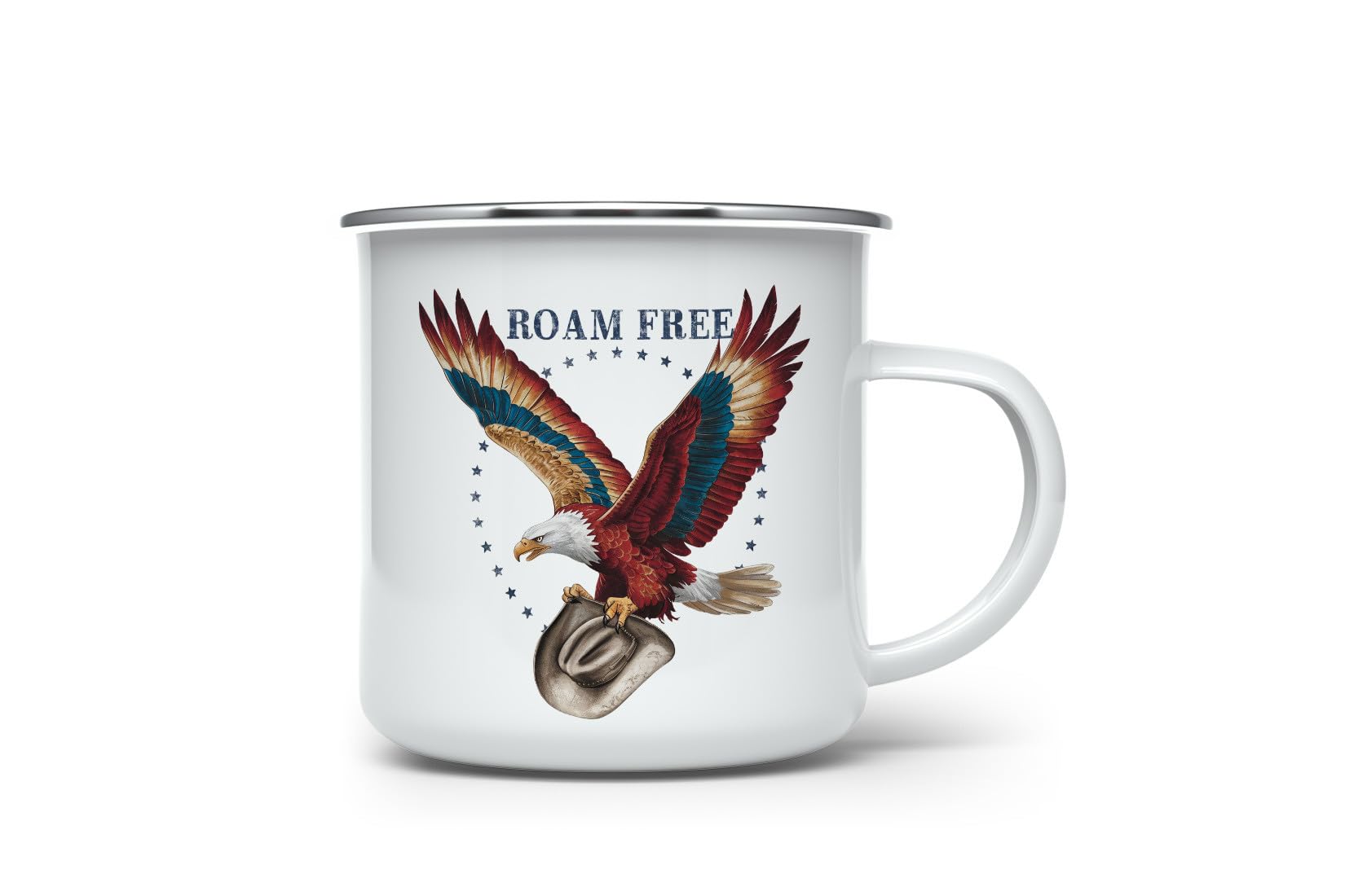MAXIKIWI - Durable Enamel Coffee or Tea Camping Mug for Indoor Outdoor Use - Western Cowboy - 350ml