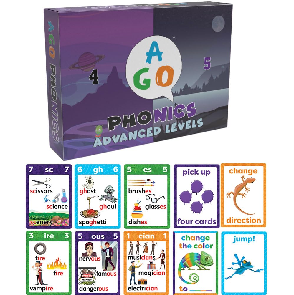 Phonics Card Game - Advanced Set (Levels 4 and 5) A Fun Game to Build Phonics and Reading Skills. Learn Tricky phonemes (digraphs/dipthongs/Word Families/Silent Letters & More!)