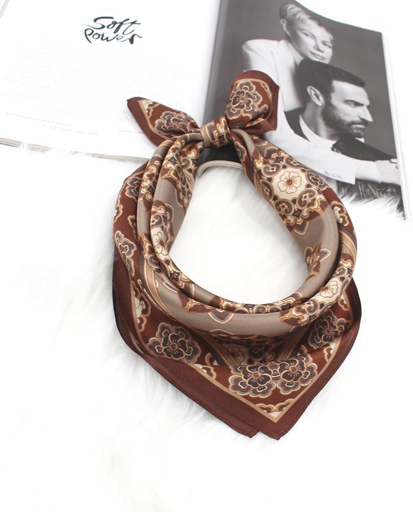 ANDANTINO 100% Mulberry Silk Scarf -21” Lightweight Square Neckerchief – Breathable Digital Printed Scarves with Gift Packed - Image 5